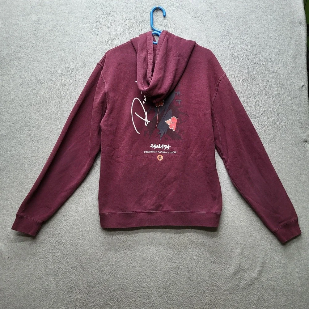 Primitive x‎ Naruto Men Hoodie M Burgundy Graphic Print Fleece Itachi Pullover